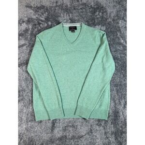 BLACK BROWN 1826 2 Ply Cashmere V Neck Sweater Mint Green Mens Size Large